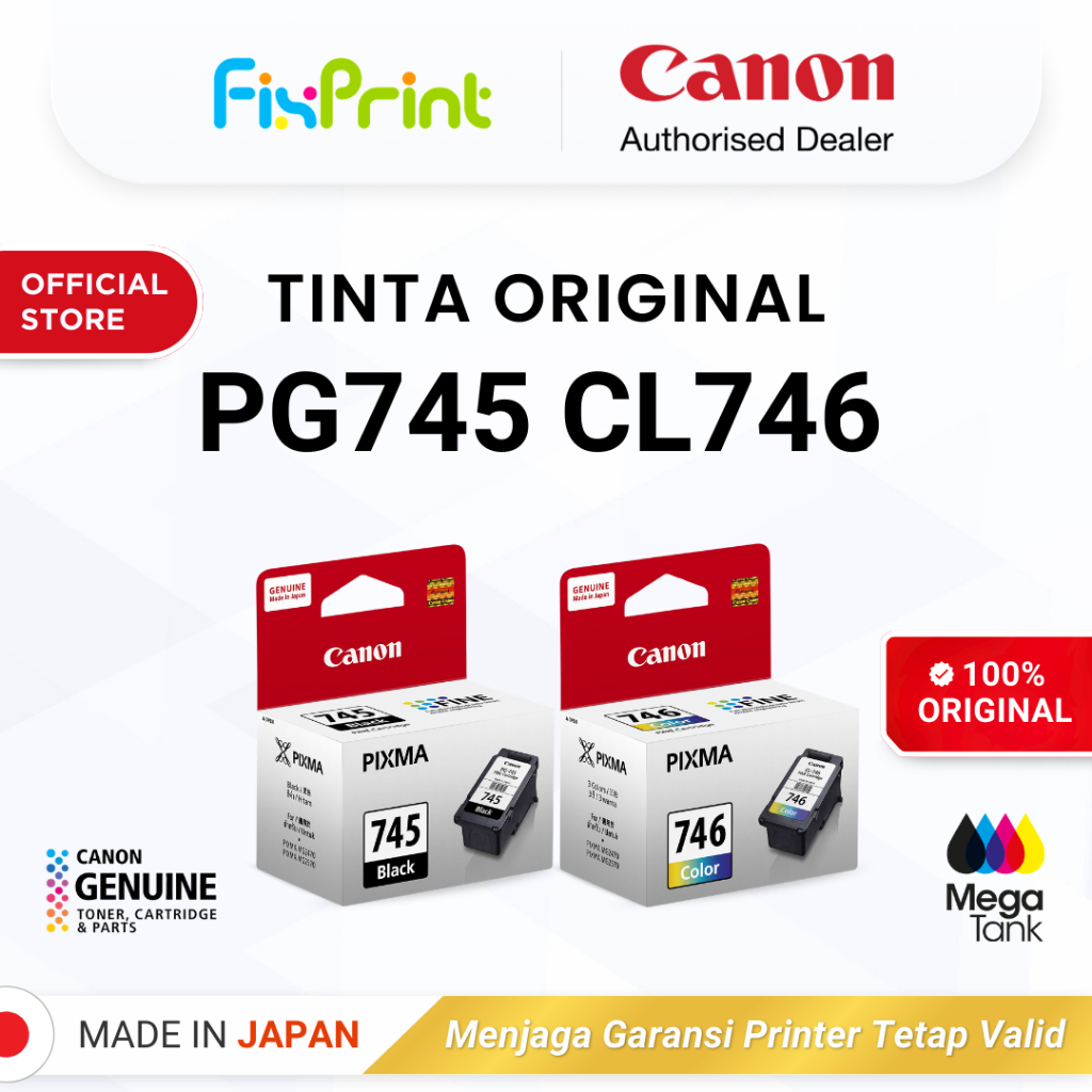 FixPrint 100% ORIGINAL Tinta Canon PG 745 CL 746 - Printer MG2570s TS207 TS307a TS707 TR4670s