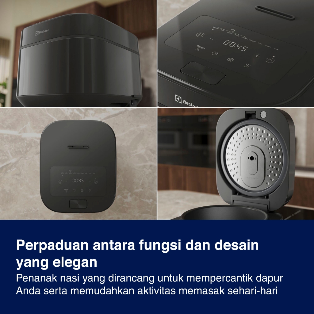 Electrolux Digital Rice Cooker 1.8 liter Penanak nasi dengan 12 menu masak Fungsi delay Tetap hangat 24 jam Panci anti lengket E5RC1-610P - Gambar 3