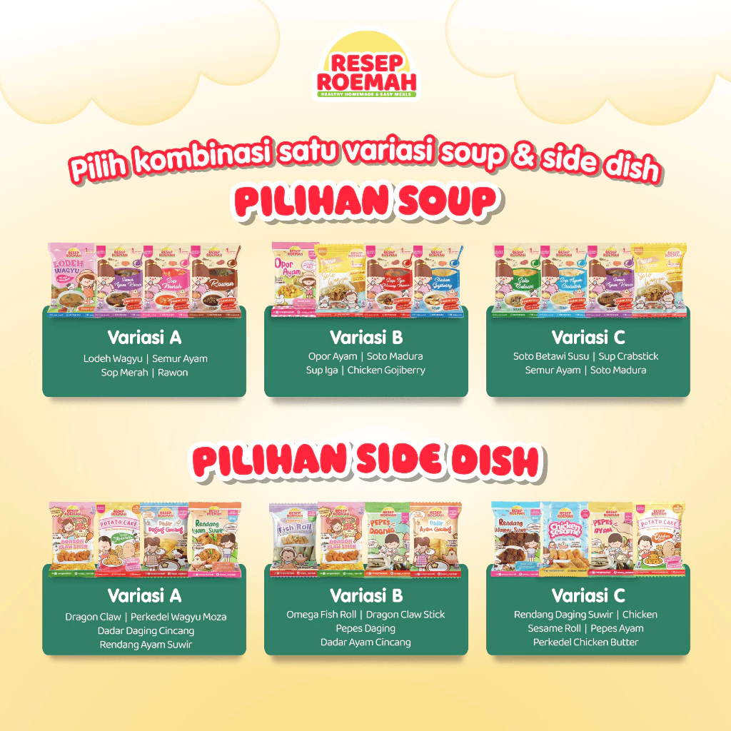 Bundle “One Week One Cart” By Resep Roemah - Bundling Makanan Bergizi Anak & Toddler Lauk Side Dish Soup MPASI BB Booster No MSG Pengawet - Gambar 3