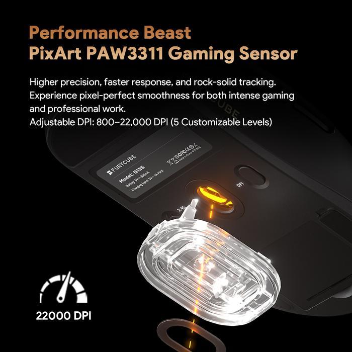 FURYCUBE G13S / G-13S Mouse Gaming Swappable Battery Wireless Mouse PAW3311 Lightweight - Gambar 4