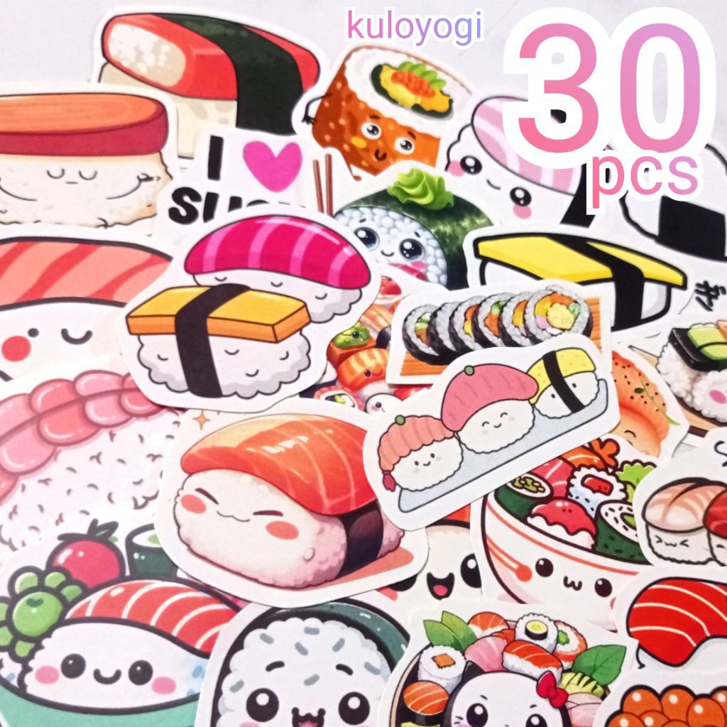 Kawaii Sushi Onigiri Japanese Food Stickers Japanese Food Stickers ...