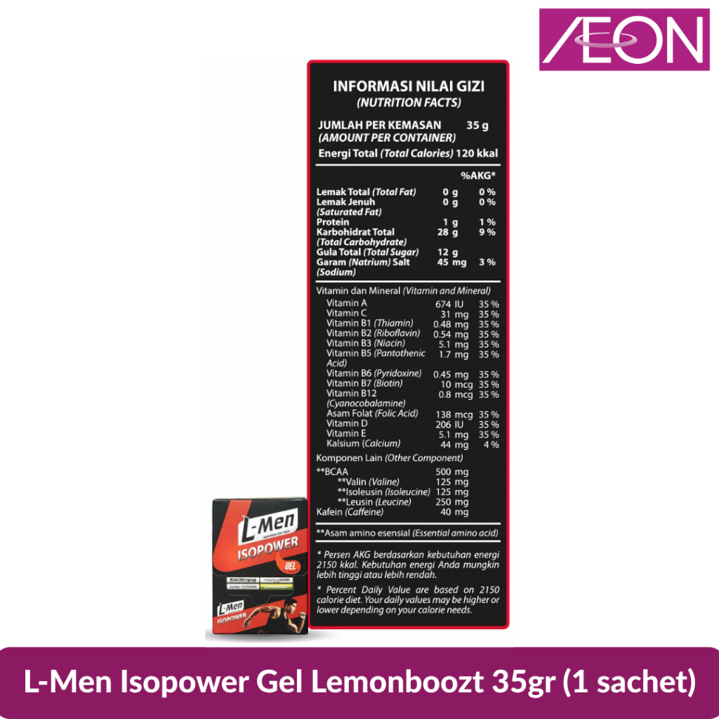 L-Men Isopower Gel Lemonboozt 35gr (1 sachet) - Gambar 3