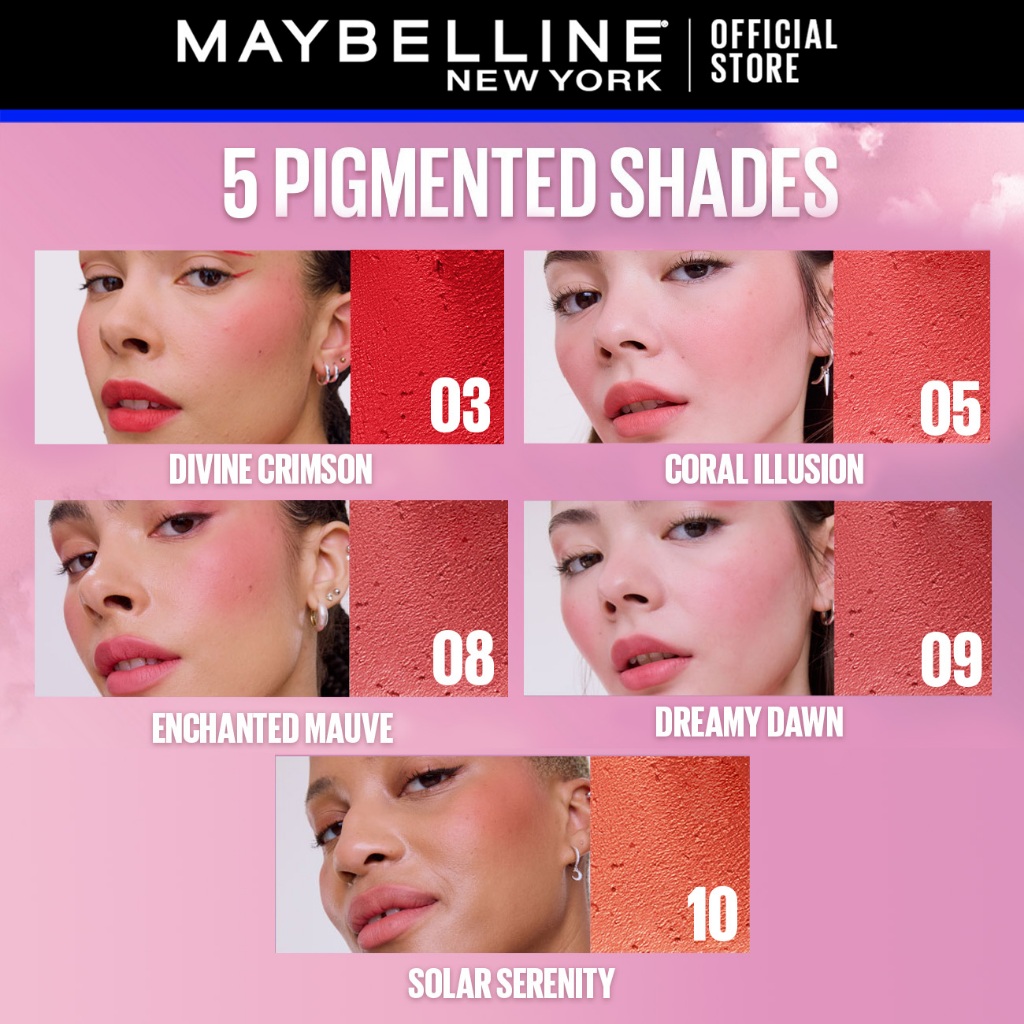 [MAYBELLINE OFFICIAL] Cloudtopia Cheek & Lip Mousse Shade 03 - Tahan 14 Jam 2-in-1 multi use blush lipstick lipcream instant color matte transferproof pigmented blendable - Gambar 4