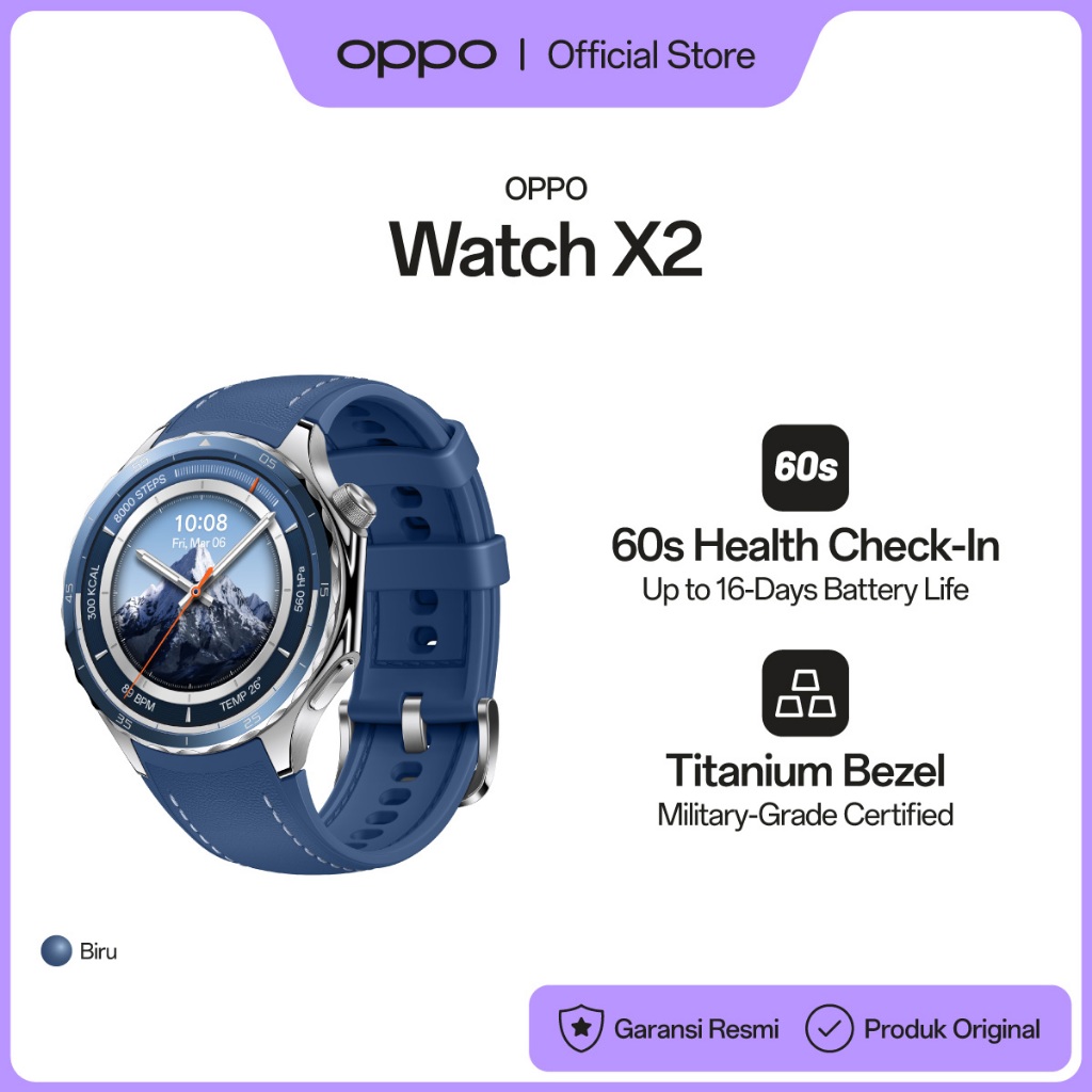 OPPO Watch X2 Advanced Health Smartwatch [60s Health Check-In, Titanium Bezel, 1.5" LTPO] - Gambar 2