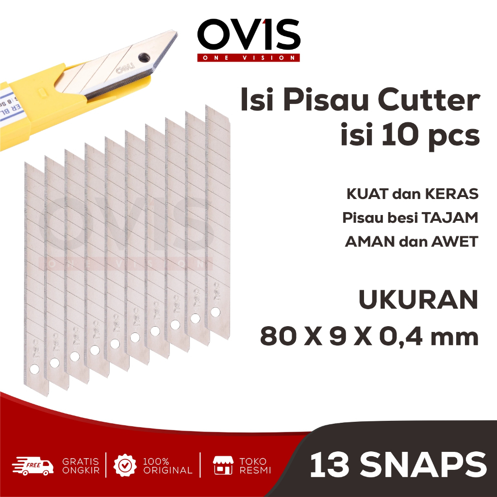 Isi Ulang Mata Pisau Cutter Blade Refill Silet 13 Snaps Isi 10 pcs