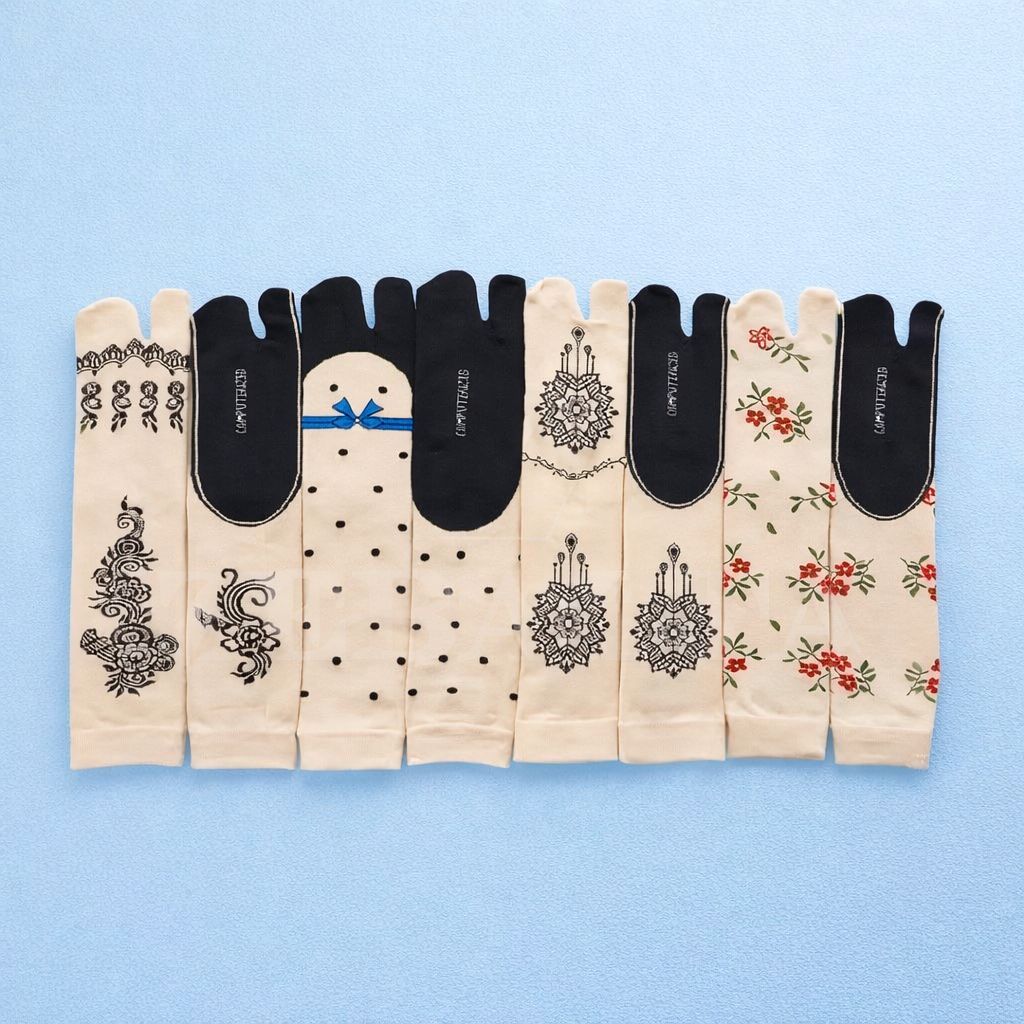 ZEBALTA - [Paket 6 & 12 Pasang] Kaos Kaki Jempol Muslimah Motif Dan Polos - Gambar 2
