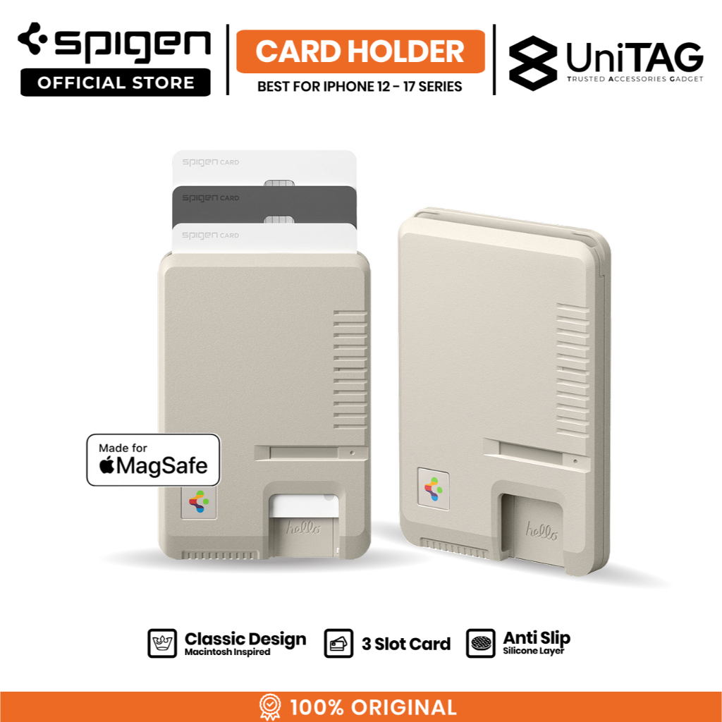 SPIGEN Card Holder Stand Magnetic iPhone 17 16 15 14 13 12 Classic LS Zero One Magsafe Dompet Wallet Kartu Kulit