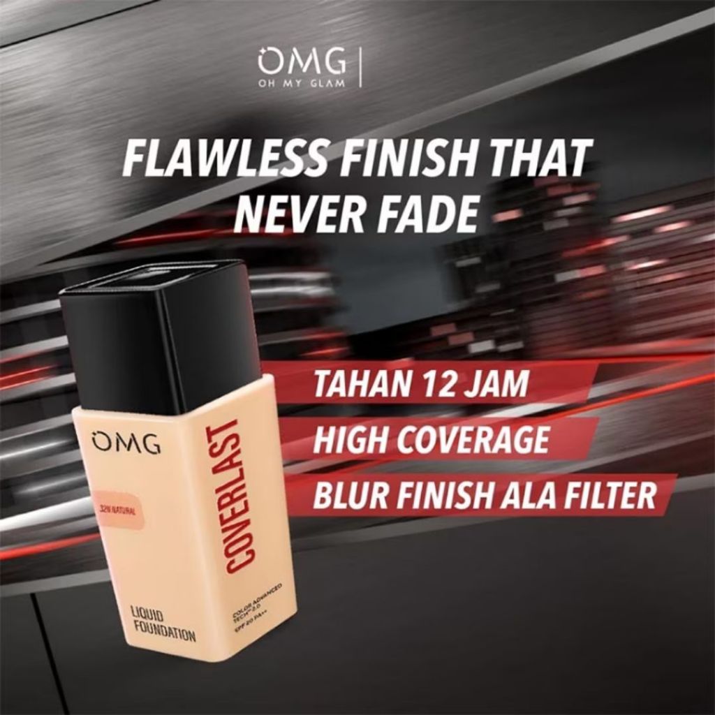 OMG Oh My Glam Coverlast Liquid Foundation - Alas Bedak / Merah Jingga Official - Gambar 3