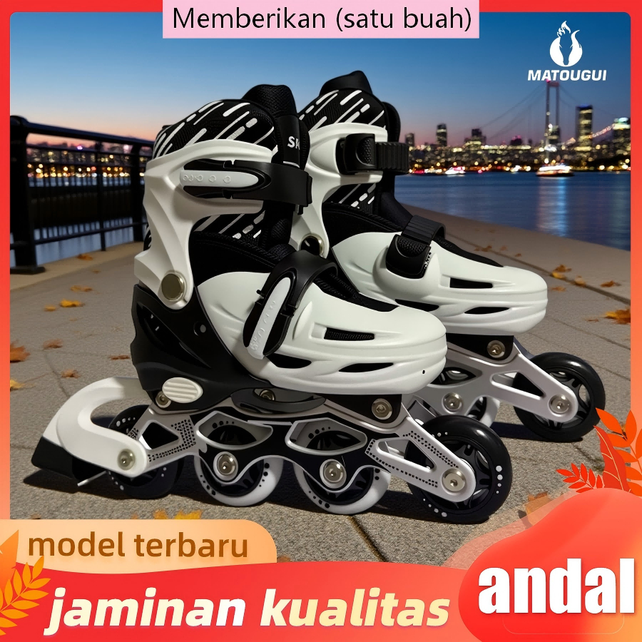 MTG-Sepatu Roda anak laki-laki dan perempuan/sepatu roda Oxelo/lampu kedip/tidak licin/anti goyang/lnline skate/star/ukuran dapat disesuaikan/pu/gaya bajaj/mode skateboard - Gambar 4