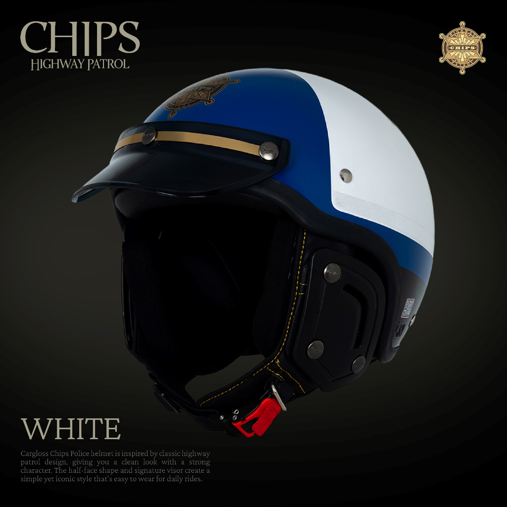 Cargloss CFS Chips Patrol Retro Helm Half Face - White