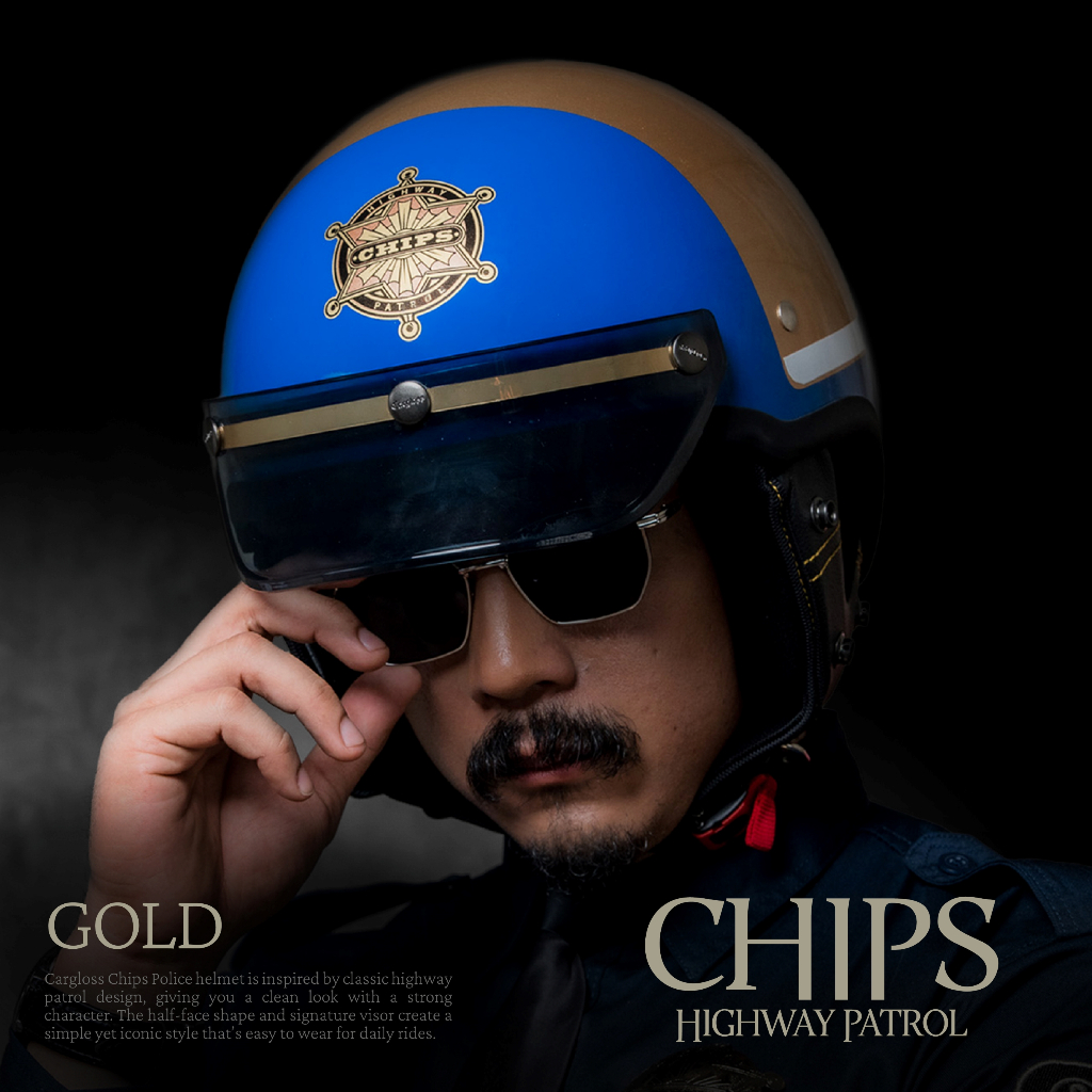 Cargloss CFS Chips Patrol Retro Helm Half Face - Gold - Gambar 2