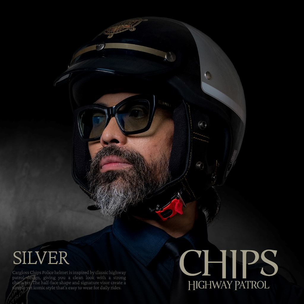 Cargloss CFS Chips Patrol Retro Helm Half Face - Silver - Gambar 2
