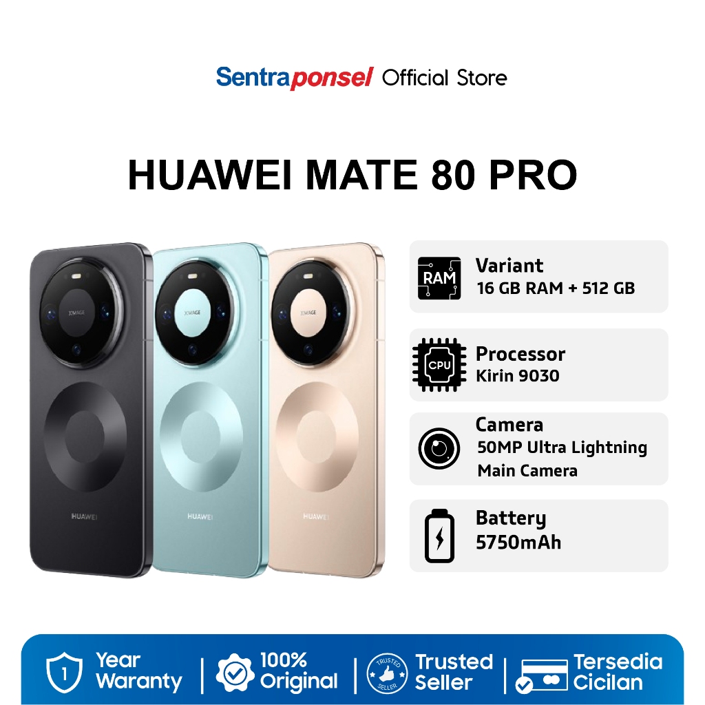 HUAWEI Mate 80 Pro Smartphone 16GB/512GB l True-to-Colour Camera 2.0 l 2nd Gen Kunlun Glass l Smart AI / 100W