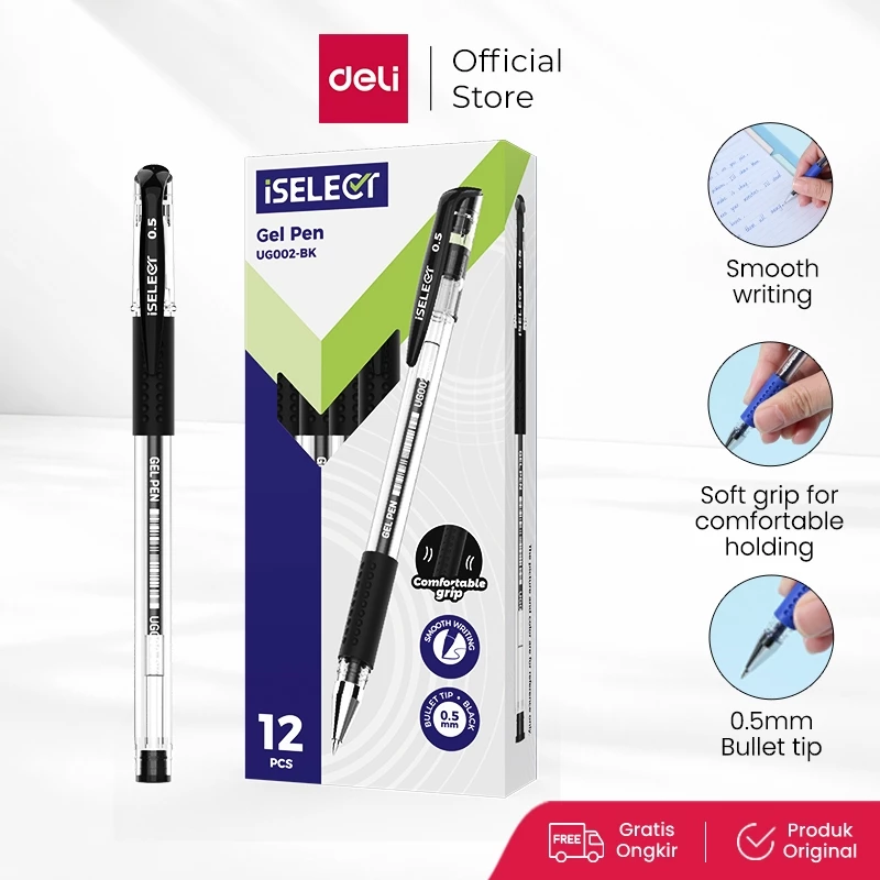 Deli I-Select Gel Pen Serbaguna / All Purpose Gel Pen 0.5mm UG002