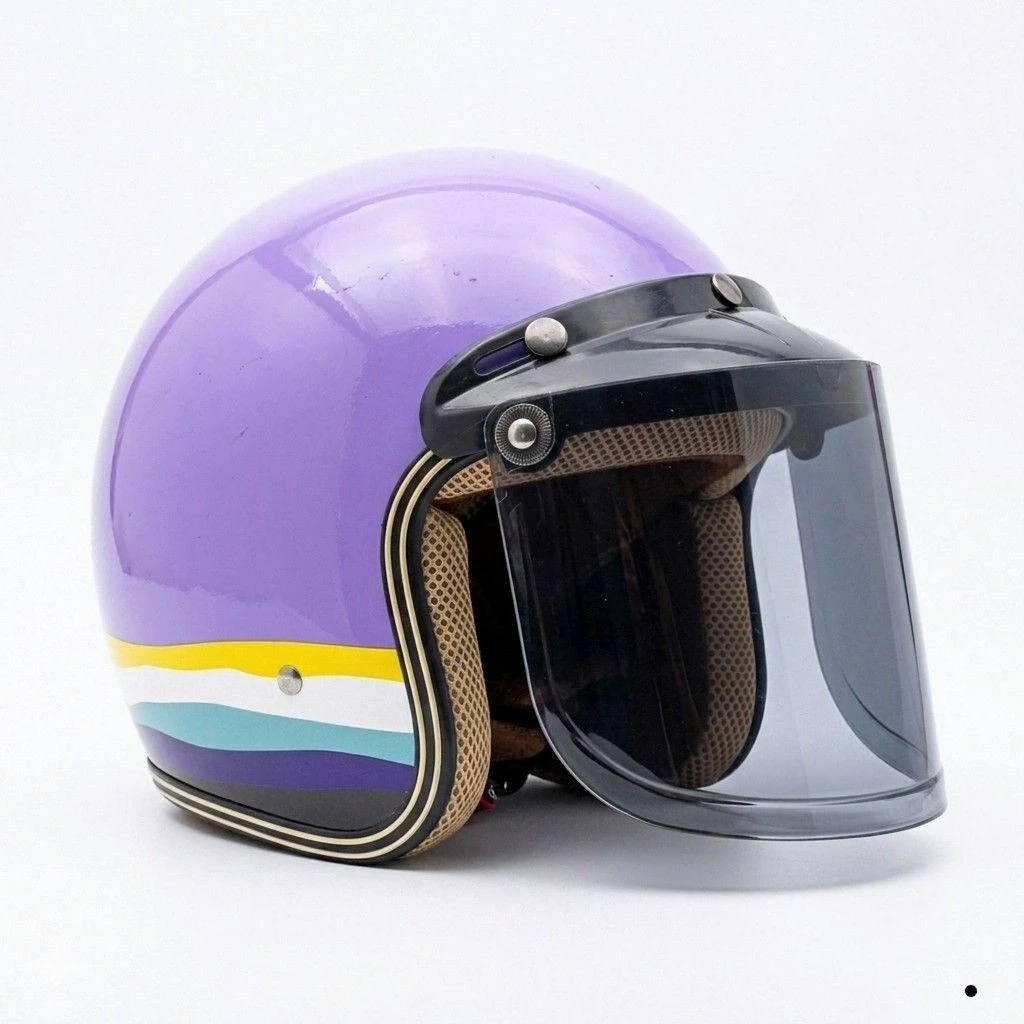 Helm Retro Terbaru - Helem Bogo MOTIF PELANGI OMBAK SNI Half Face Pria Wanita Dewasa Hlem Elegan Modis - Gambar 3
