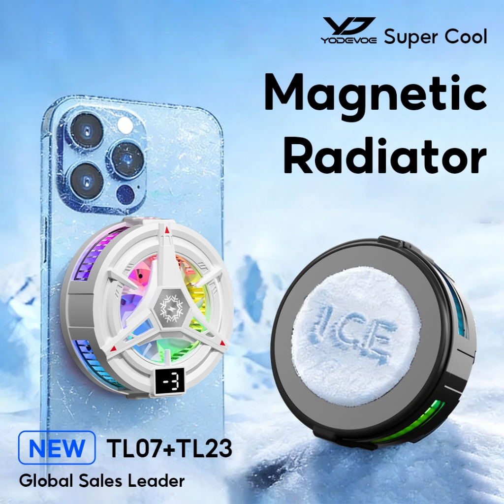 Yodevoe TL07/TL23 Kipas Pendingin Handphone Radiator Fancooler Pendingin Semiconductor Cooler Hp Cooling Fan Gaming Clip-on Magnetic Mobile Phone Game Cooling HP Ponsel Hitam