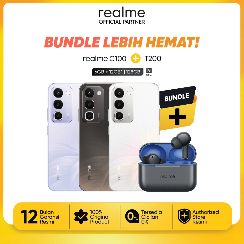 [BUNDLING] realme C100 6GB/128GB + Buds T200