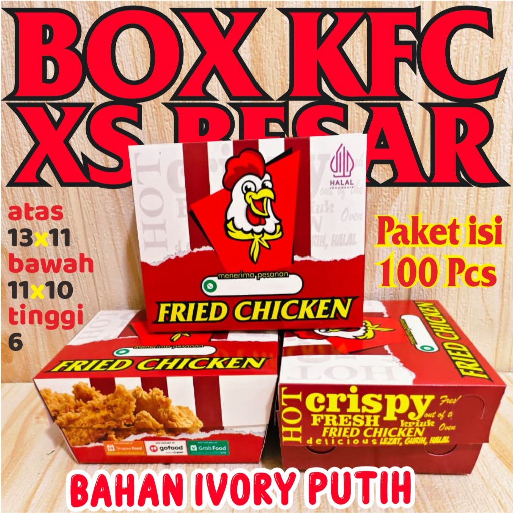 PAPER LUNCH BOX KFC SIZE XS 13x11x6 contains 100 pcs | Shopee Singapore