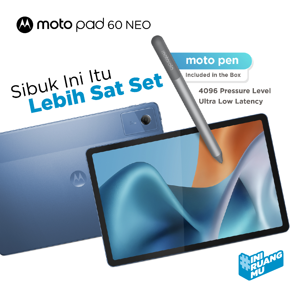 Lenovo Motopad 60 Neo - 8GB/128GB MediaTek Dimensity 6300 - 11" IPS 500nits Anti-fingerprint - Dolby Atmos - 7040mAh - Malibu Blue - With Moto Pen - Gambar 3