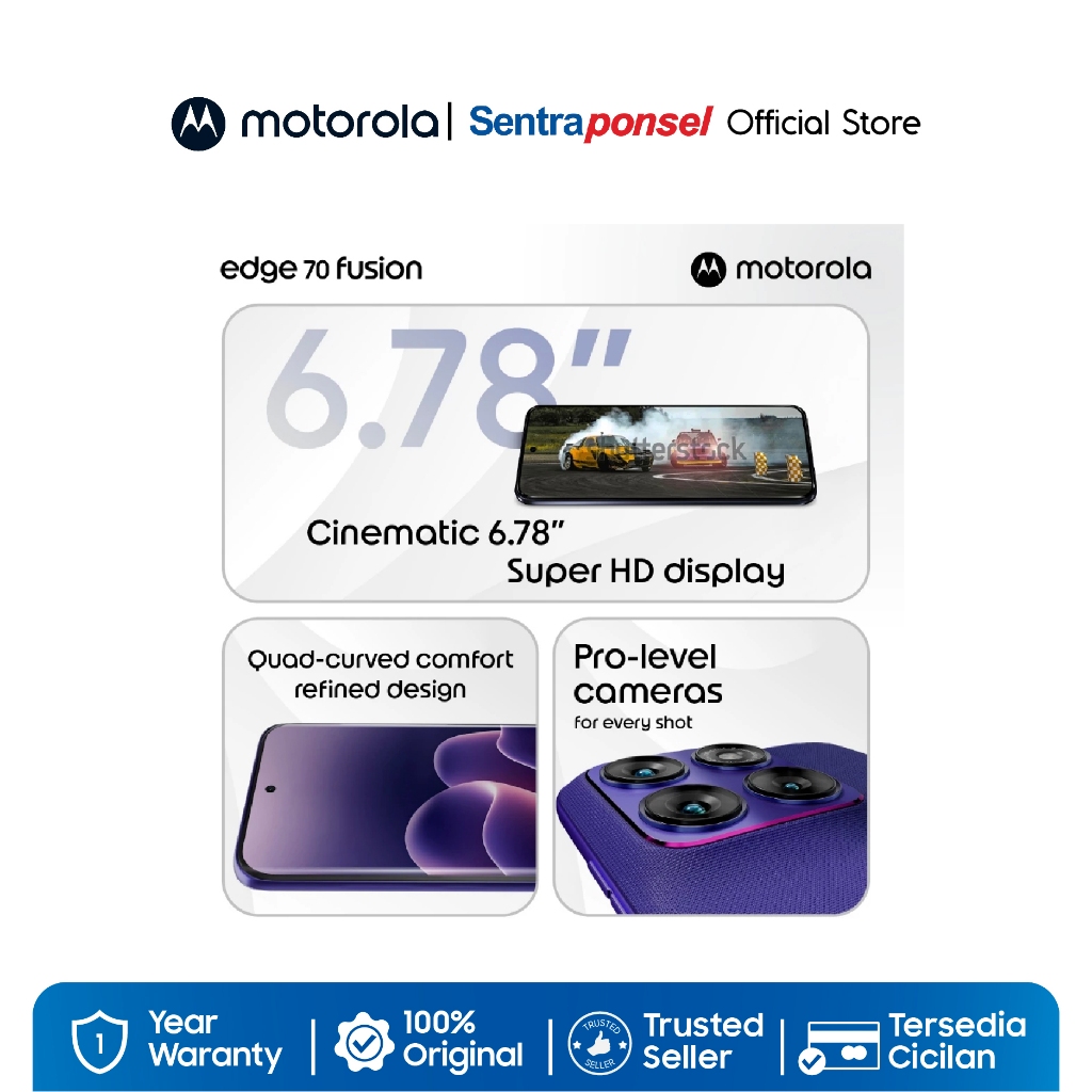 Motorola Edge 70 Fusion 5G 8GB/256GB - Snapdragon7s Gen4 - MotoAI - 6.67” Extreme AMOLED 144Hz - 50MP Sony LYT710 OIS Rear - Garansi Resmi - Gambar 2