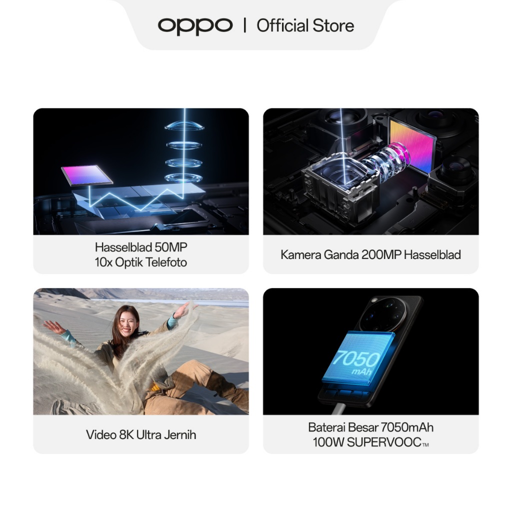 [NEW] OPPO Find X9 Ultra 12+512GB & 16GB+1TB [Hasselblad 50MP 10x Optik Telefoto, Kamera Ganda 200MP Hasselblad, Baterai Besar 7050mAh 100W SUPERVOOC, Video 8K Ultra Jernih] - Gambar 3