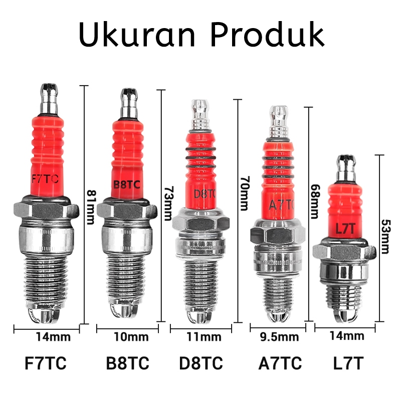 Busi racing kaki 3 drat pendek performa tinggi untuk mio grand supra x jupiter vega shogun A7TC D8TC B8TC F7TC L7T - Gambar 3