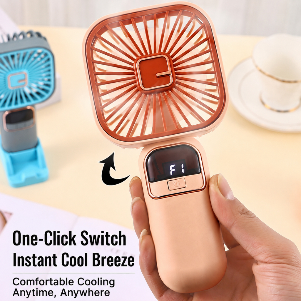 Kipas Angin Mini Portable Usb / Kipas Tangan Mini Genggam / Kipas Genggam Mini 5-Speed Wind LED Display - Gambar 3