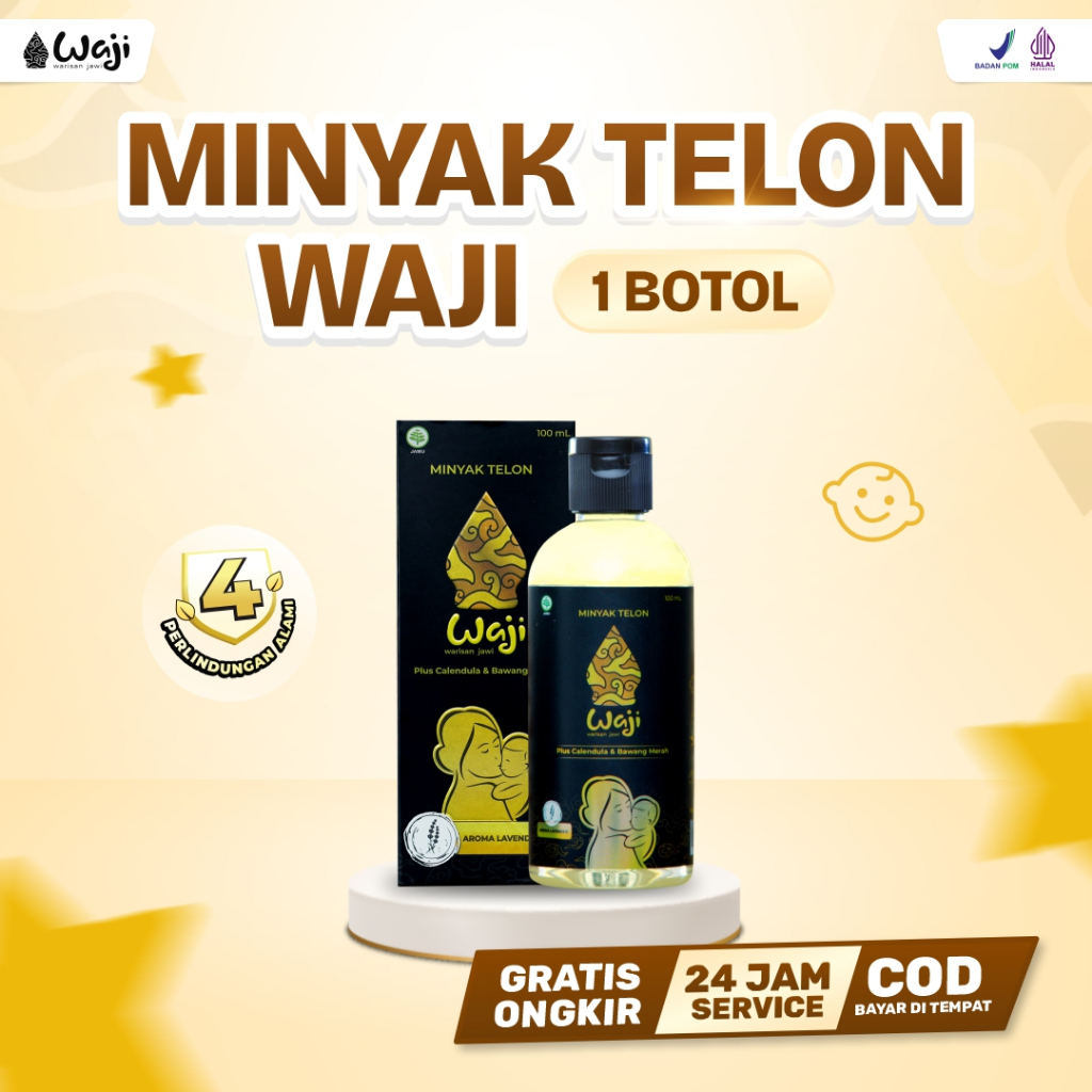 WAJI Minyak Telon Plus Bayi Anti Nyamuk Lavender Calendula Meredakan Ruam Gatal & Kembung Bayi Anti-Iritasi Herbal Alami Penghangat Tubuh Bayi