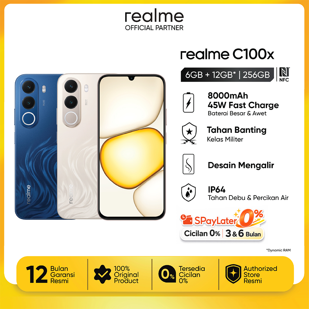 realme C100x 6GB+12GB*|256GB  (8000mAh Titan Battery + 45W Fast Charge | Military-Grade Shock Resistance | Fluid Design | IP64 Dust & Water Resistance)