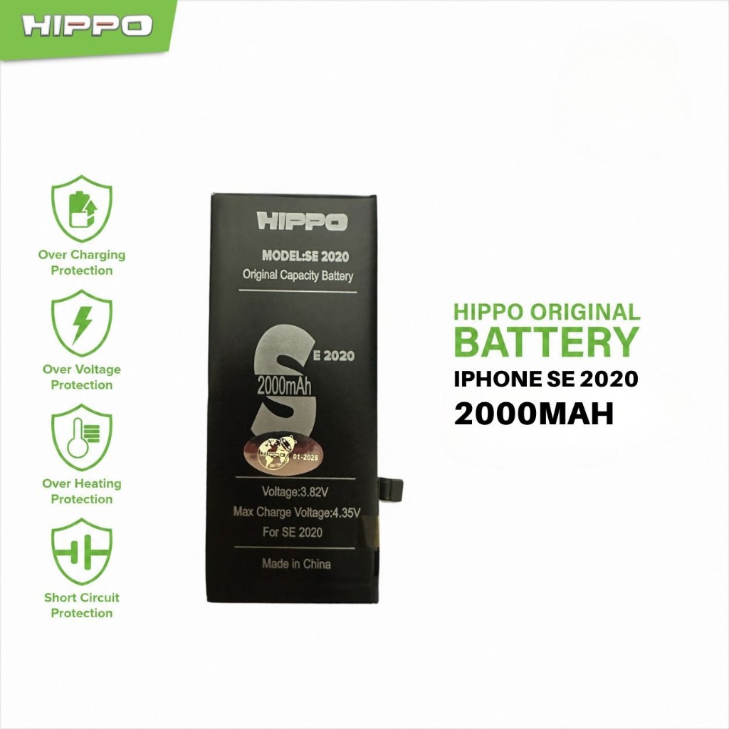 Hippo Baterai iPhone SE 2020 2000mAh Original Cell Battery Batere Batrai