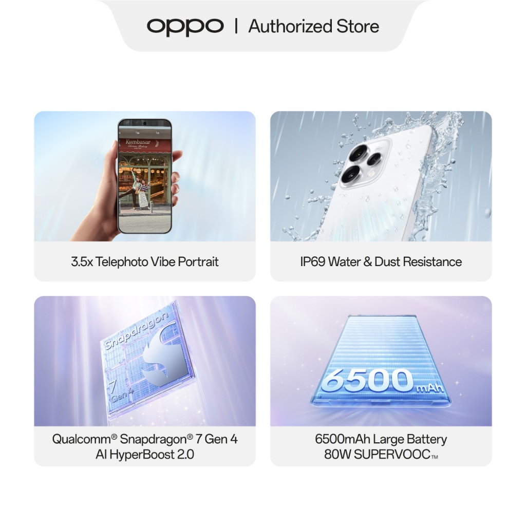 OPPO Reno15 5G 8+256GB & 12+256GB [3.5x Telephoto Vibe Portrait, 6500mAh Battery 80W SUPERVOOC, IP69 Water & Dust Resistance] - Gambar 2