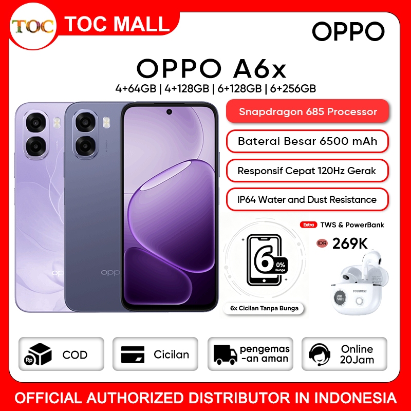 [ Official Store ] OPPO A6c/A6x (4/128) (6/128) (6/256) 120Hz Fast Responsive Screen,Snapdragon 685