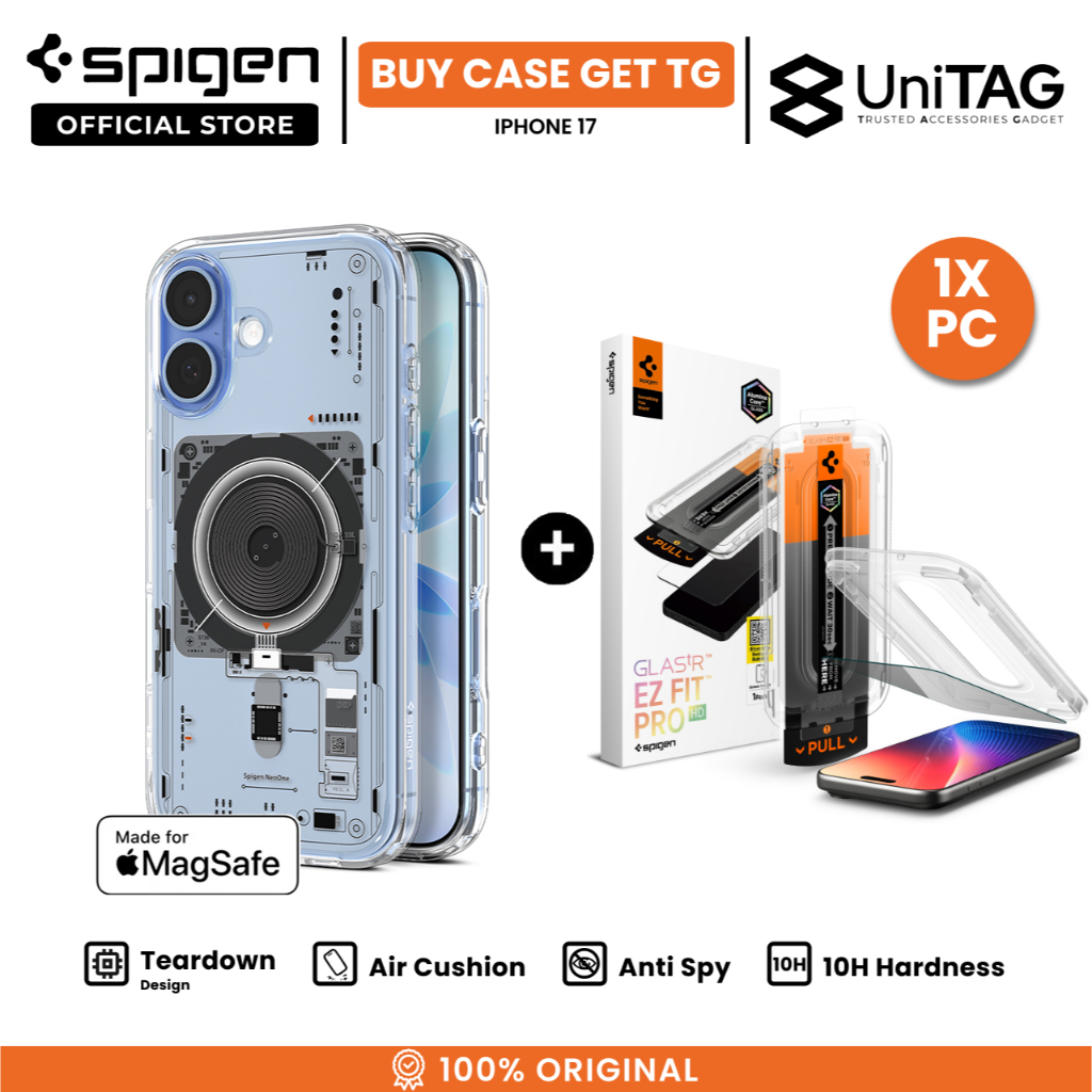 SPIGEN Special Bundling for iPhone 17 Case Ultra Hybrid Magfit Neo One + Tempered Glass with Tray 1 Pack Glas.tR EZ Fit Pro HD Privacy