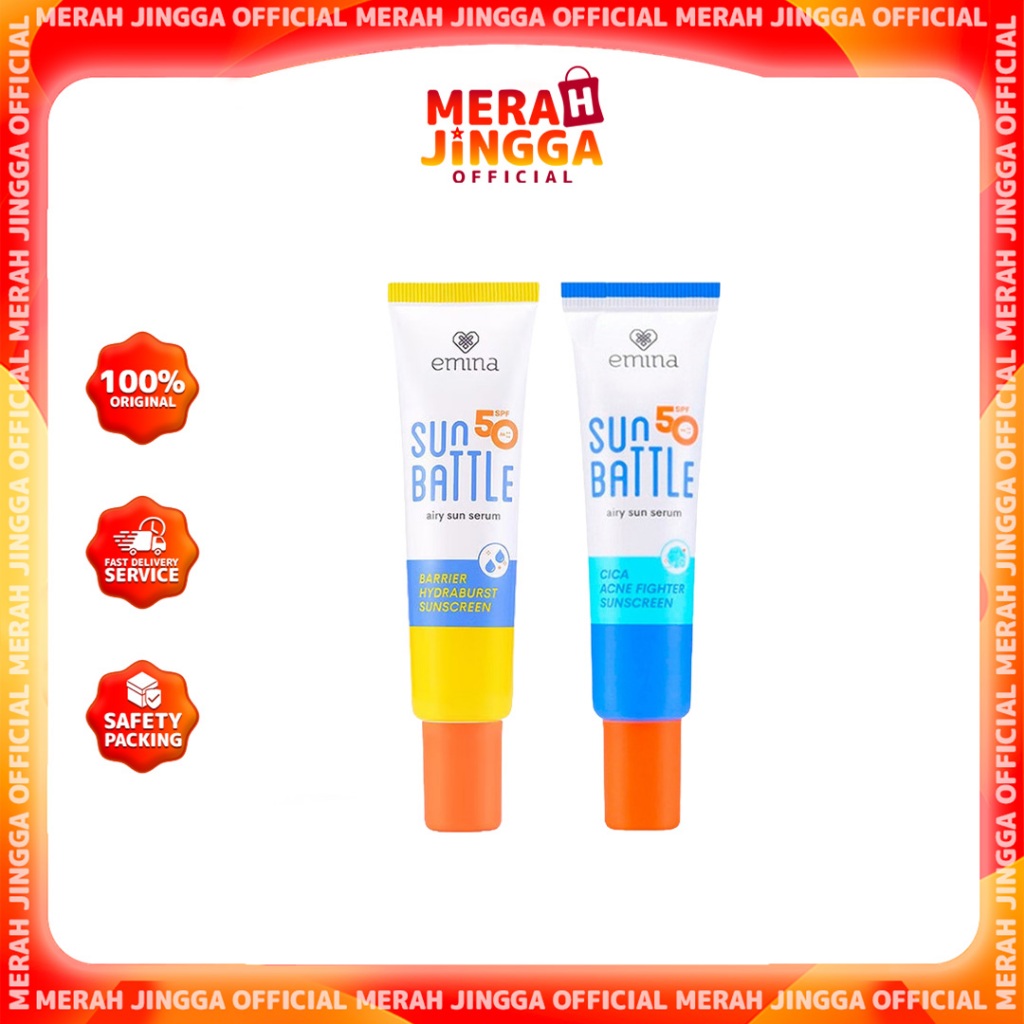 Emina Max Airy Protection - Duo Sun Battle Spf 50 Pa++++ Barrier Hydraburst & Cica Acne Fighter/ MJO
