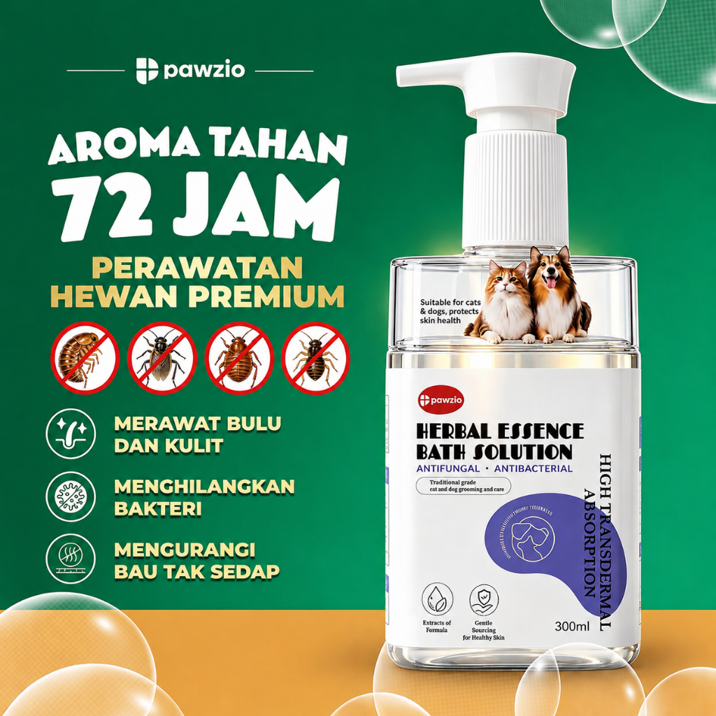 PAWZIO Sabun Mandi Hewan Herbal- Anti Jamur, Bakteri, Kutu, Tungau, dan Caplak untuk Kucing & Anjing