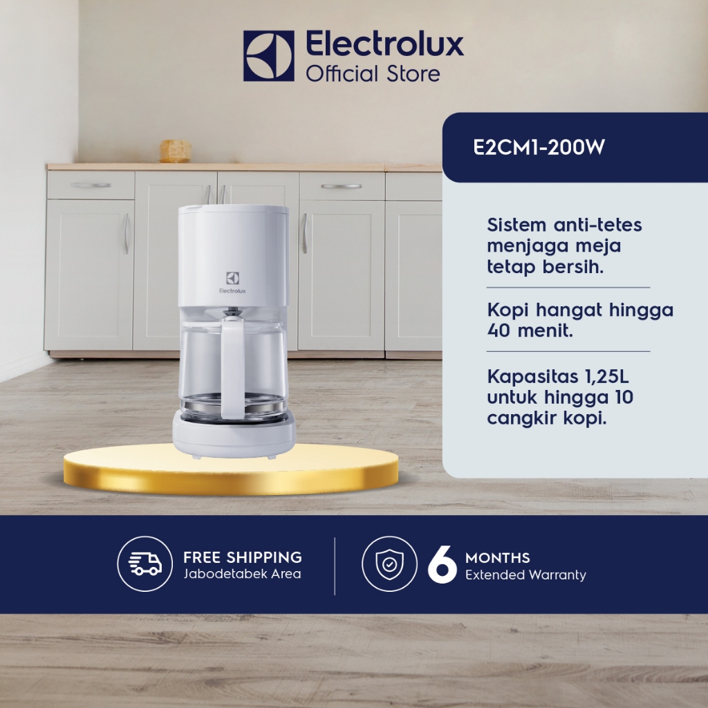 Electrolux Coffee Maker 1.25 liter Mesin kopi tetes 10 cangkir Tetap hangat 40 menit  E2CM1-200W