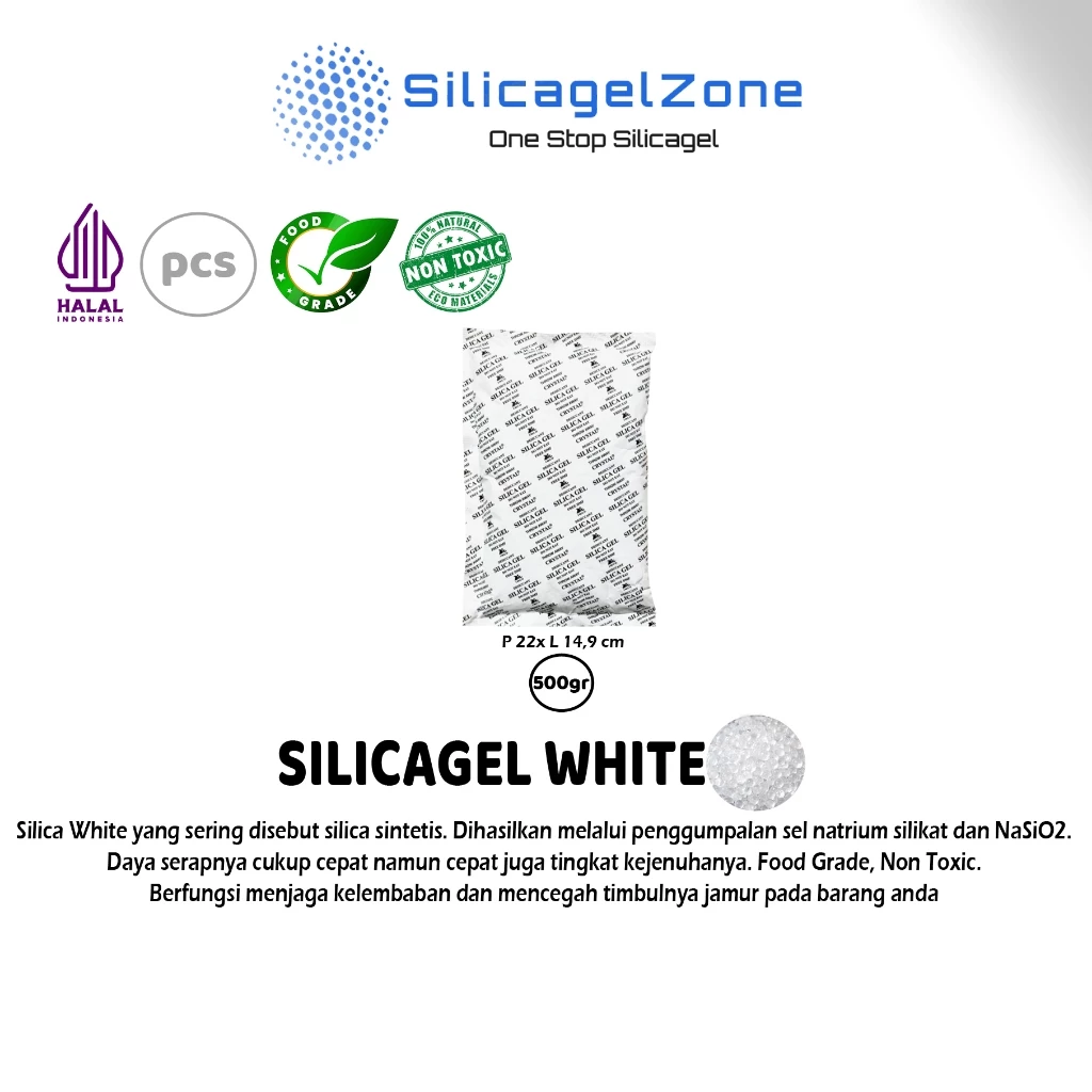 Silica Gel JUMBO WHITE (PER SACHET 250GR 500GR) HIGH QUALITY FOOD GRADE - Gambar 3