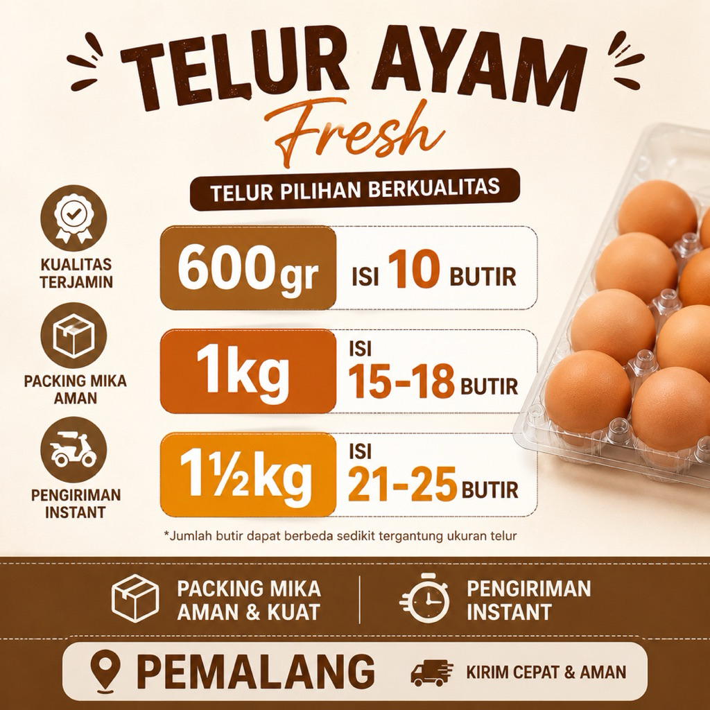 (INSTAN PEMALANG) Telur Ayam 1kg isi 15-18butir - Gambar 3