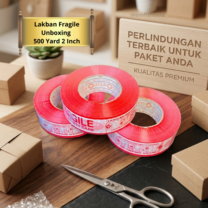 MERAH Fragile Jumbo Red Duct Tape 2 Inch 500 Yard Don't Throw 48 Mm 2 ...