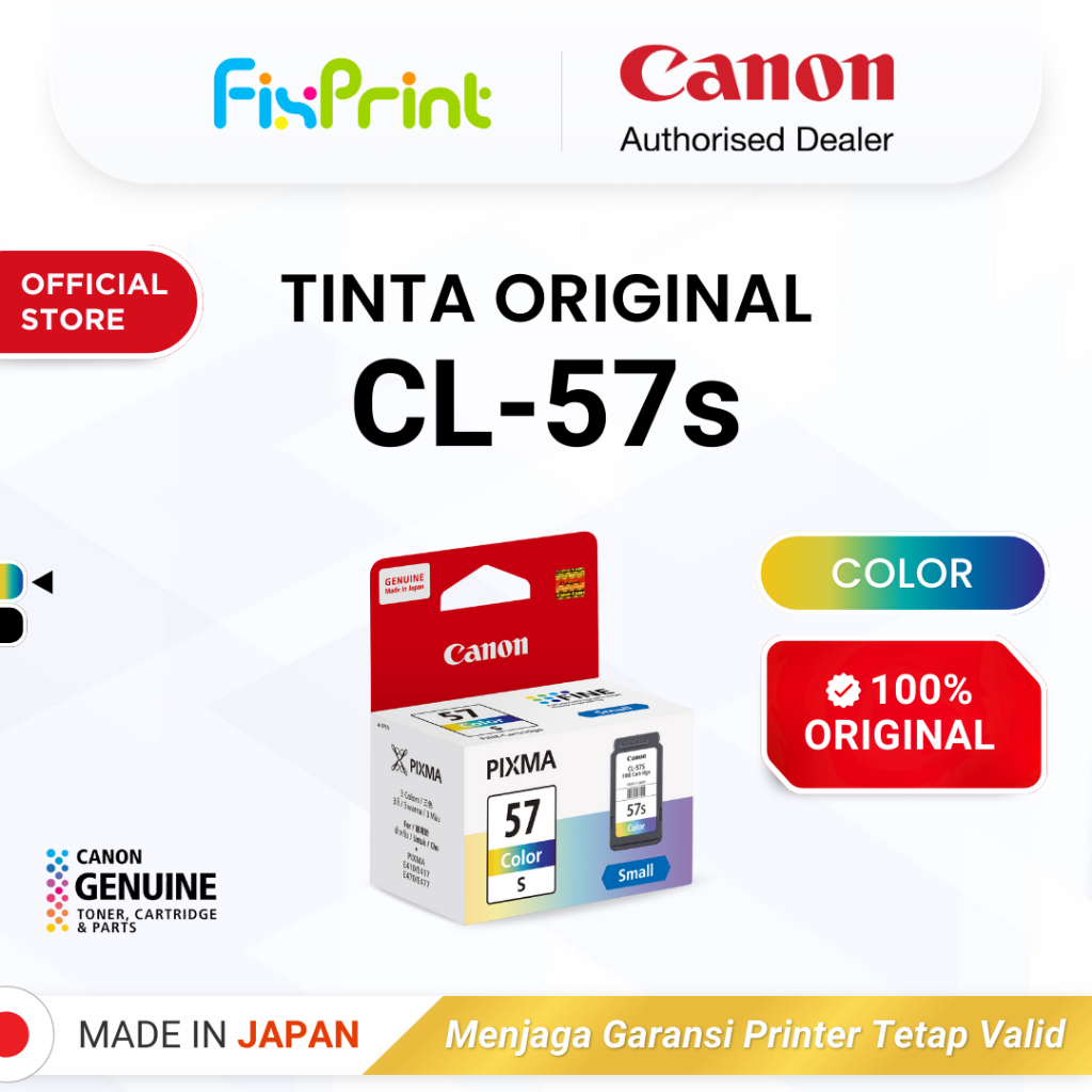 FixPrint 100% ORIGINAL Tinta Canon CL 57 Small Color - Tinta Canon E410 E470 E3470 E4570 - Tinta Asli Original