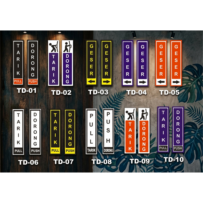 Thick Acrylic Pull Push Door Sign Board Aesthetic Entrance Exit Glass ...