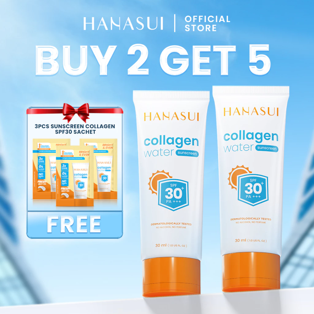 Hanasui Collagen Water Sunscreen SPF 30 - Ringan & Mencerahkan Kulit No Whitecast Tidak Kusam Berminyak - Gambar 2