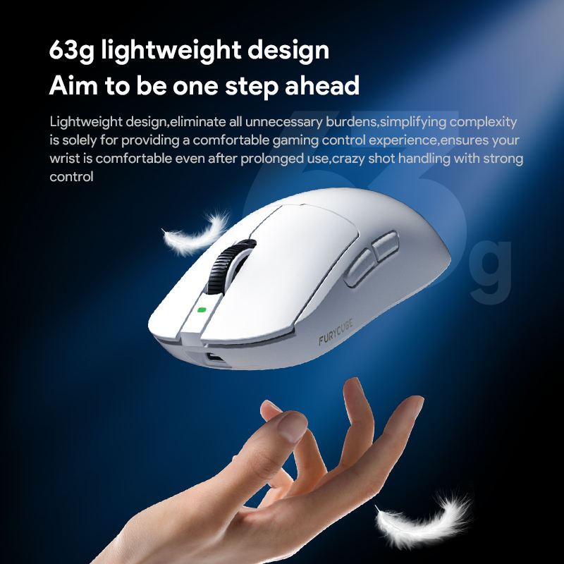 FURYCUBE R7 / R-7 Mouse Gaming Wireless Tri-Mode Connection PAW3311 RGB Light - Gambar 4