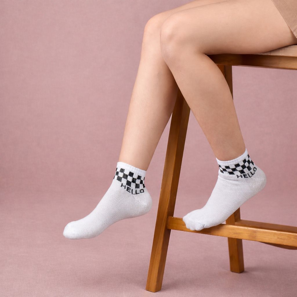 ZEBALTA - Kaos Kaki Pendek Mata Kaki Motif Catur Dewasa - Gambar 3