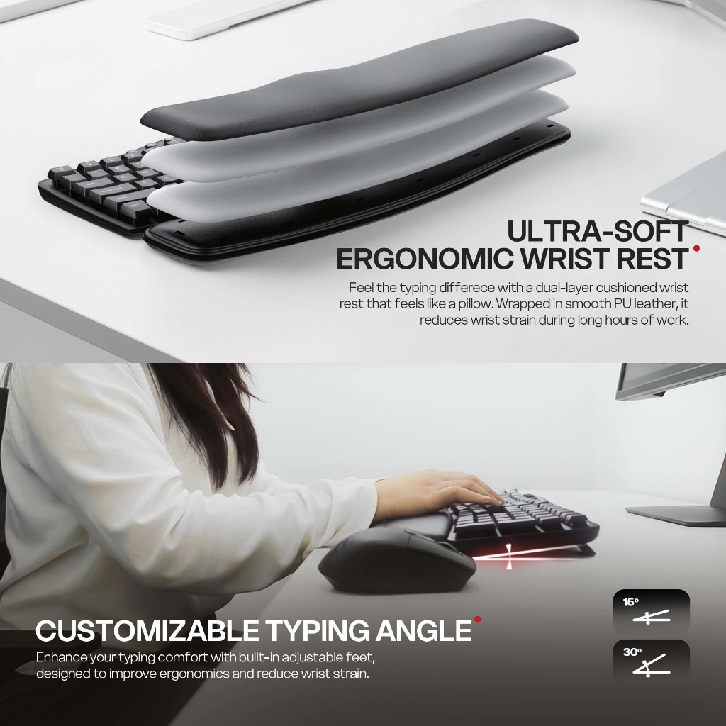 Fantech Aera Arch WKM71 / WKM-71 Wireless Ergonomic Multimedia Keyboard & Mouse Combo - Gambar 3