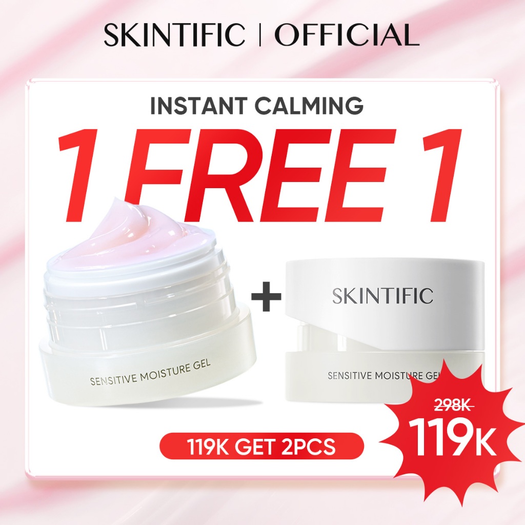 SKINTIFIC - Sensitive Moisture Gel 40ml - Calm & Repair 2in1 Moisturizer / Acne Barrier Calm Down Skin Calming Moisturizer Lightweight Gel Pelembab Wajah Kulit Sensitif Bertekstur Gel yang Ringan with Vitamin B12 Ectoin Ceramide Centella