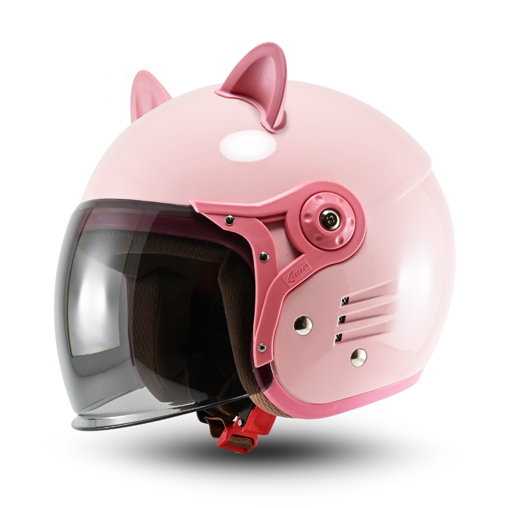 Helm Cewek Bogo Retro Bipplast FANTASY V2 Dengan Aksesoris Kuping Kucing Hijab Friendly Half Face Helem lucu Wanita Cepol SNI