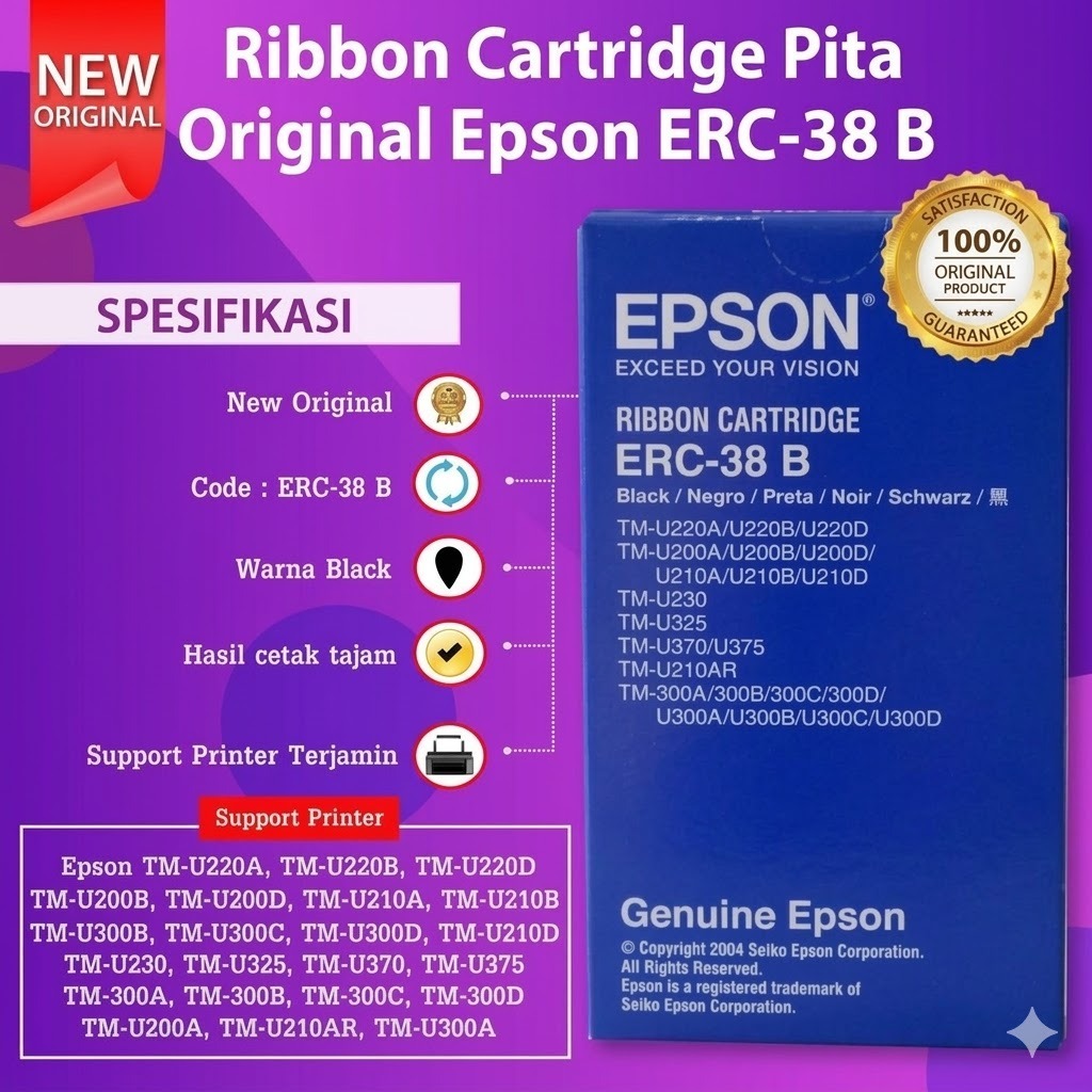 FixPrint Epson ERC-38 B ERC38 Ribbon Cartridge Original Printer TMU220 TMU-220D