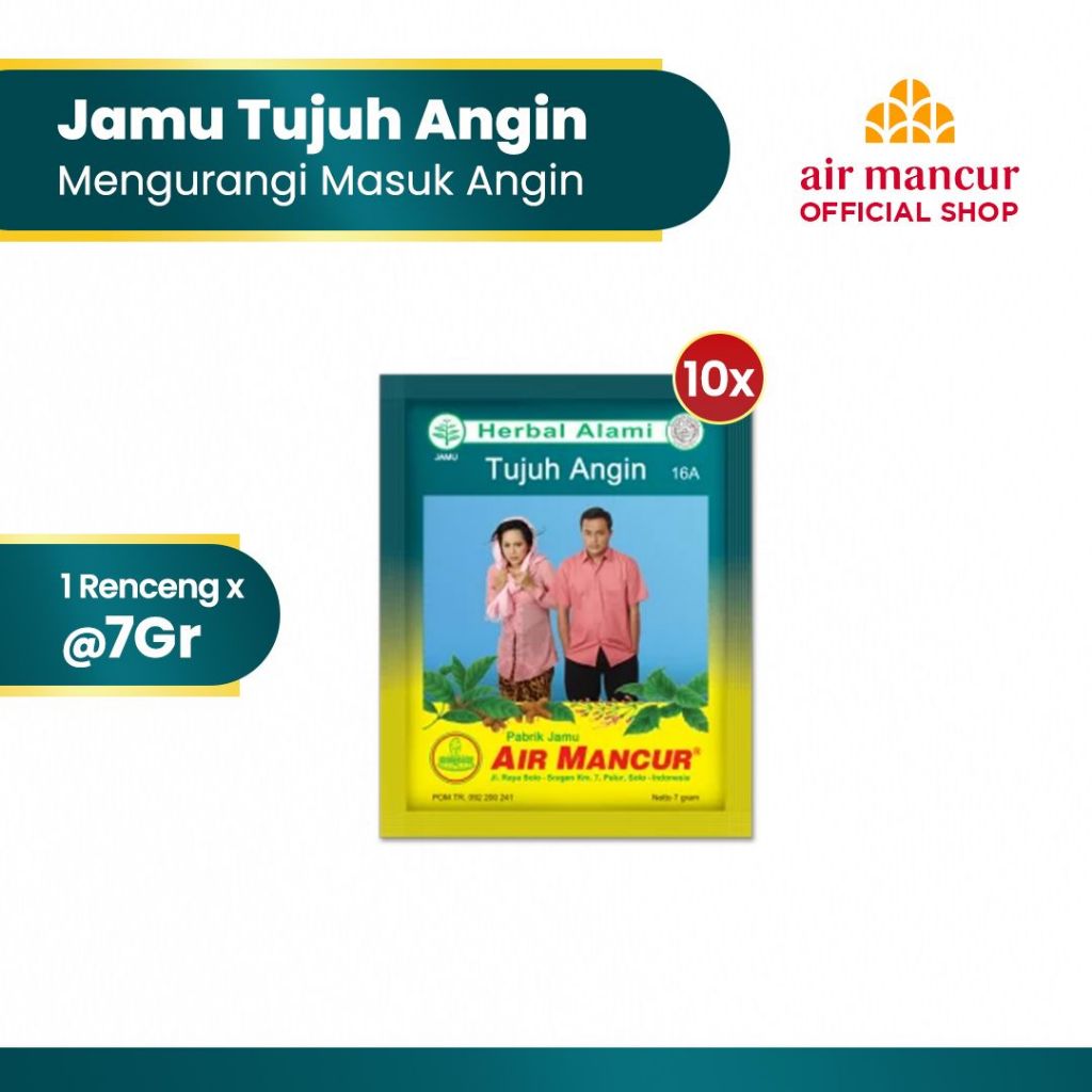 Air Mancur Jamu Serbuk Tujuh Angin 10x7gr - Mengurangi Masuk Angin