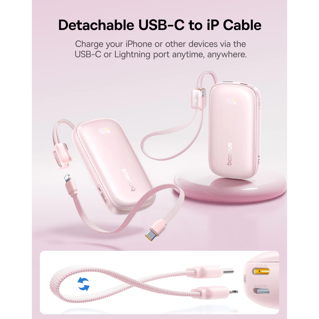 Baseus EnerFill FC21 Qpow 3 Ultra Digital Display Power Bank with Detachable Cable 10000mAh/20000mAh 22.5W With CCC - Gambar 3